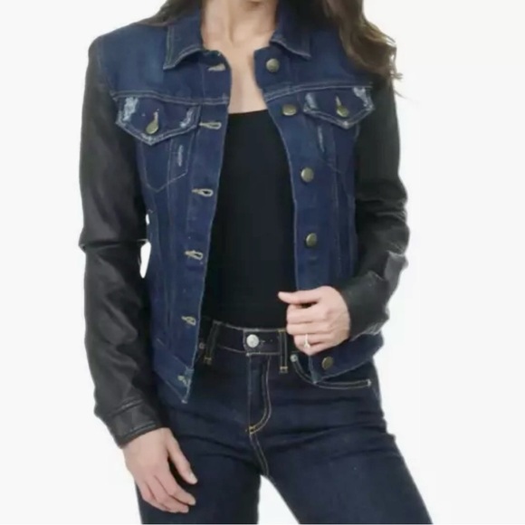Carmar denim coated black sleeve button front size XS Dressy Casual Denim jacket - Picture 1 of 10